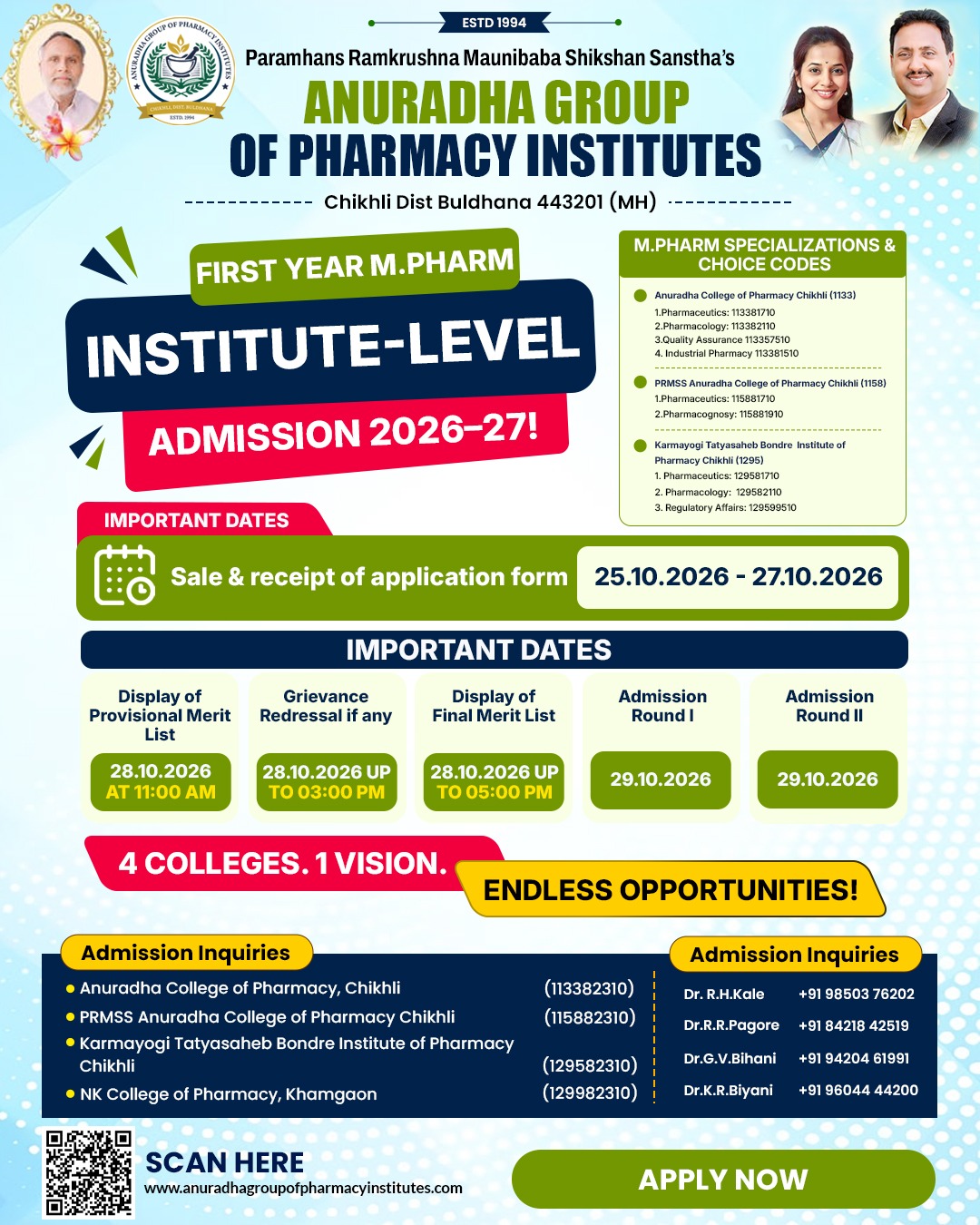 First Year M.Pharm Admission